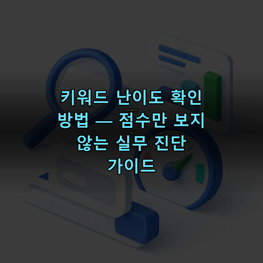 키워드 난이도 확인 방법 — 점수만 보지 않는 실무 진단 가이드
